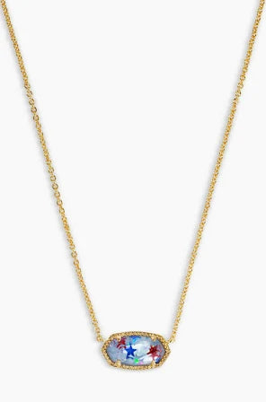 Kendra Scott Elisa Gold Pendant Necklace in Red White Blue Illusion-Kendra Scott-The Bugs Ear