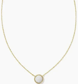 Kendra Scott Volleyball Gold Short Pendant Necklace in White Mother-of-Pearl-Kendra Scott-The Bugs Ear