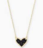 Kendra Scott Ari Heart Gold Pendant Necklace in Black Drusy-Kendra Scott-The Bugs Ear