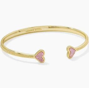 Kendra Scott Framed Ari Heart Gold Cuff Bracelet in Light Pink Drusy-Kendra Scott-The Bugs Ear