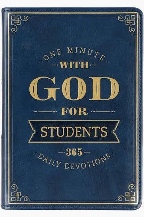 One Minute with God for Students Blue Faux Leather Devotional-Christian Art-The Bugs Ear