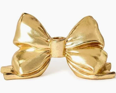Large Gold Bow Taper Candleholder-Two's Company-The Bugs Ear