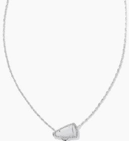 Kendra Scott Cheer Silver Short Pendant Necklace in White Mother-of-Kendra Scott-The Bugs Ear