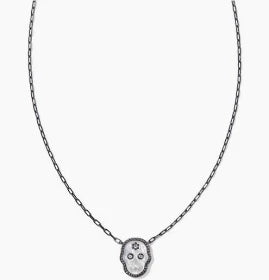 Kendra Scott Skeleton Gunmetal Short Pendant Necklace in Ivory Mother of Pearl-Kendra Scott-The Bugs Ear