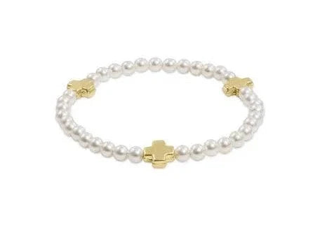 Enewton Signature Cross Small Pearl Pattern Bead Bracelet Gold 3mm-Enewton-The Bugs Ear