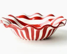 Red Stripe Ruffle Flare Small Bowl-Coton Colors-The Bugs Ear