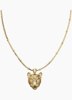 Kendra Scott Maura Vintage Gold Jaguar Short Pendant Necklace in Sage Serpentine-Kendra Scott-The Bugs Ear