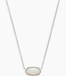 Kendra Scott Elisa Silver Pendant Necklace in White Kyocera Opal-Kendra Scott-The Bugs Ear