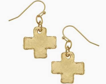 Susan Shaw Mini Square Cross Earrings-Susan Shaw-The Bugs Ear
