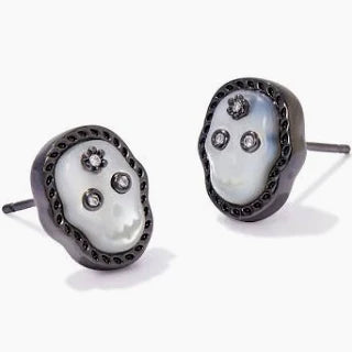 Kendra Scott Skeleton Gunmetal Stud Earrings in Ivory Mother-of-Pearl-Kendra Scott-The Bugs Ear