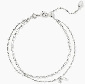 Kendra Scott Eve Silver Multi Strand Bracelet in White Pearl-Kendra Scott-The Bugs Ear