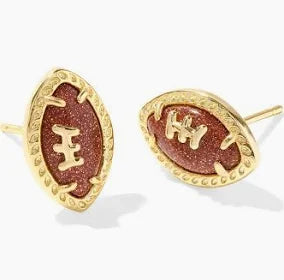 Kendra Scott Football Gold Stud Earrings in Orange Goldstone-Kendra Scott-The Bugs Ear