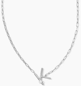 Kendra Scott Pearl Silver Letter Short Pendant Necklace in White Pearl-Kendra Scott-The Bugs Ear