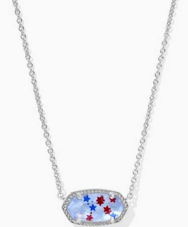 Kendra Scott Elisa Silver Short Pendant Necklace in Red White Blue Illusion-Kendra Scott-The Bugs Ear