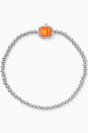 Kendra Scott Pumpkin Silver Stretch Bracelet in Orange Mother-of-Pearl-Kendra Scott-The Bugs Ear