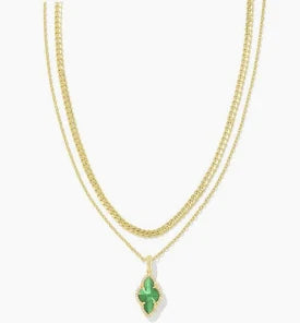 Kendra Scott Abbie Gold Pave Frame Multi Strand Necklace in Green Illusion-Kendra Scott-The Bugs Ear