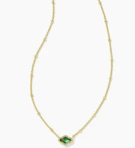 Kendra Scott Mini Abbie Gold Satellite Short Pendant Necklace in Green Illusion-Kendra Scott-The Bugs Ear