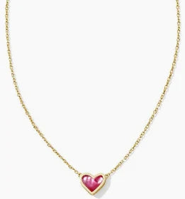 Kendra Scott Framed Ari Heart Gold Short Pendant Necklace in Azalea Illusion-Kendra Scott-The Bugs Ear