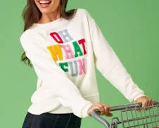 Oh What Fun Patch Letter Sweatshirt-Tipsy Elves-The Bugs Ear