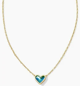 Kendra Scott Framed Ari Heart Gold Short Pendant Necklace in Mood Stone-Kendra Scott-The Bugs Ear