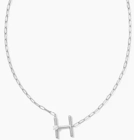 Kendra Scott Pearl Silver Letter Short Pendant Necklace in White Pearl-Kendra Scott-The Bugs Ear