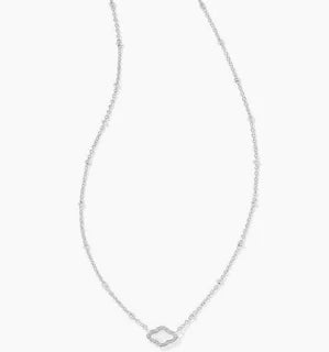 Kendra Scott Mini Abbie Silver Satellite Short Pendant Necklace in Ivory Mother of Pearl-Kendra Scott-The Bugs Ear