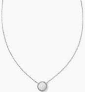 Kendra Scott Volleyball Silver Short Pendant Necklace in White Mother-of-Pearl-Kendra Scott-The Bugs Ear