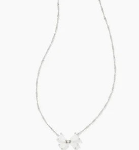 Kendra Scott Blair Silver Bow Small Short Pendant Necklace in Iridescent Drusy-Kendra Scott-The Bugs Ear