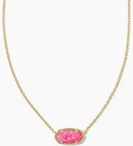 Kendra Scott Elisa Gold Pendant Necklace in Bright Pink Kyocera Opal-Kendra Scott-The Bugs Ear