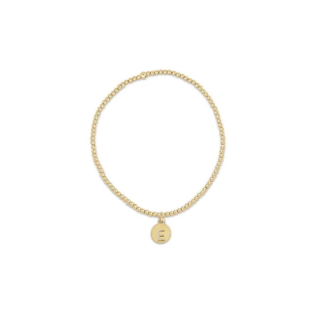 Classic Gold 2mm Bead Bracelet Respect Small Gold Disc Initials-Enewton-The Bugs Ear