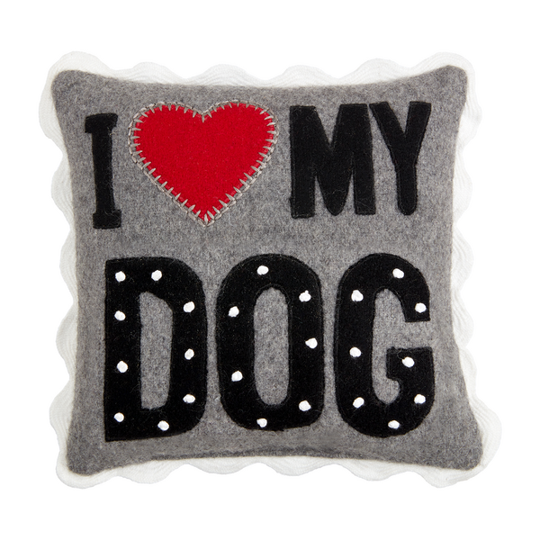 I Love My Dog Mini Felted Pillow Mud Pie-Mud pie-The Bugs Ear