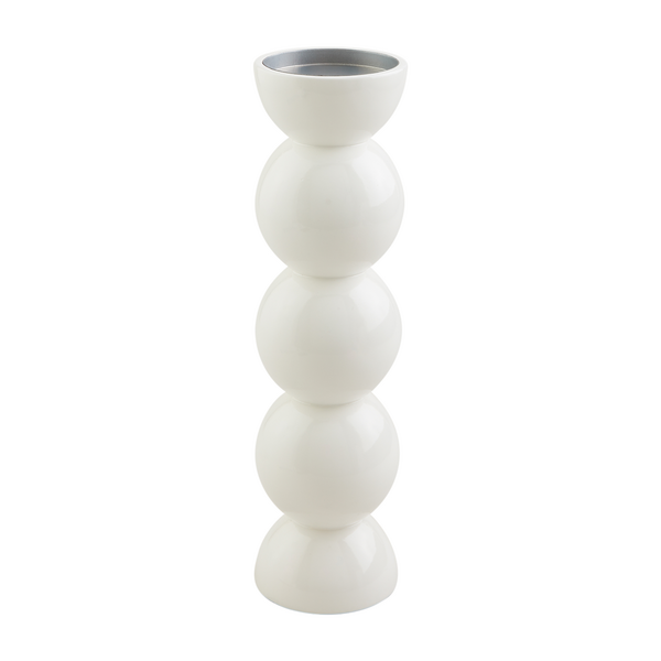 Medium White Lacquer Candlestick Mud Pie-Mud pie-The Bugs Ear