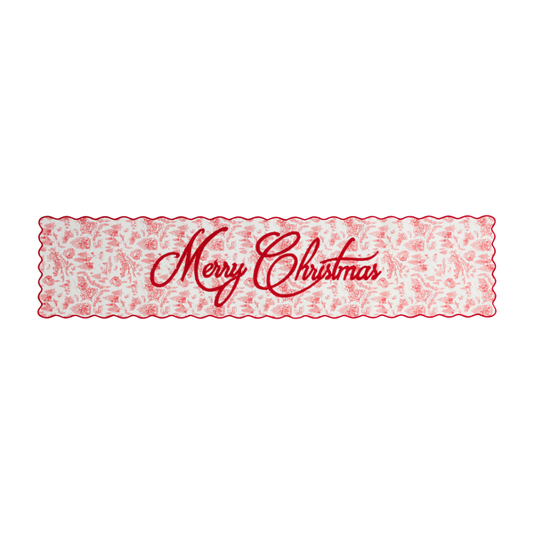 Christmas Toile Table Runner Mud Pie-Mud pie-The Bugs Ear