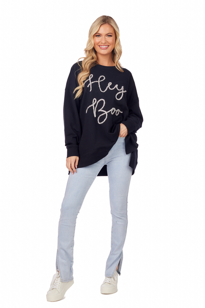 Hey Boo Sparkle Sweatshirt Mud Pie-Mud pie-The Bugs Ear