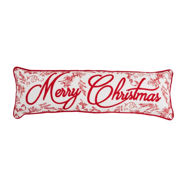 Merry Christmas Toile Pillow Mud Pie-Mud pie-The Bugs Ear