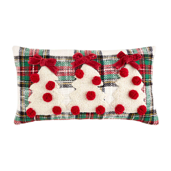 Tartan Hooked Pillow Mud Pie-Mud pie-The Bugs Ear