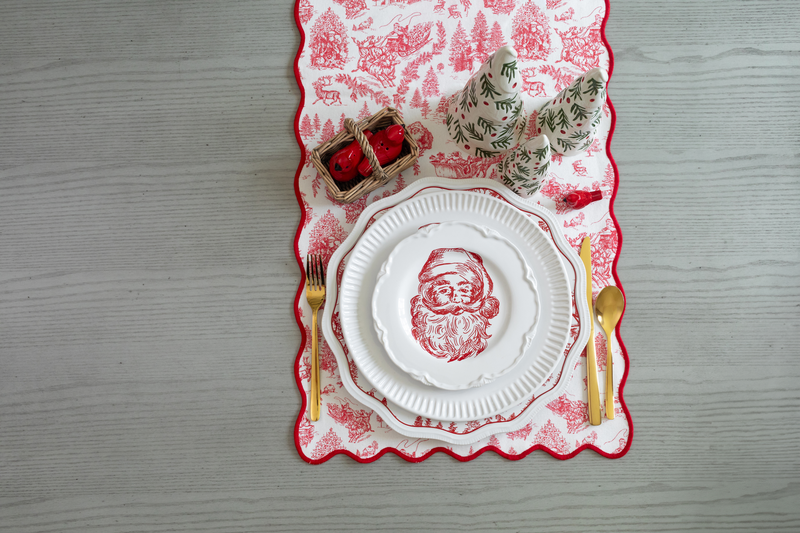 Christmas Toile Table Runner Mud Pie-Mud pie-The Bugs Ear