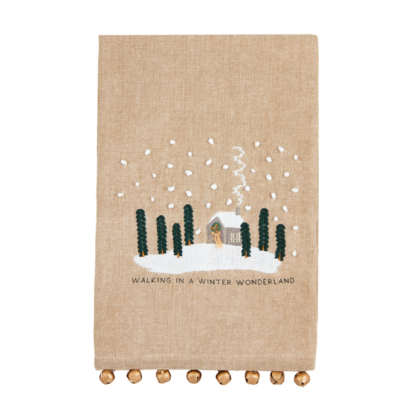 Jingle Bell White Christmas Towel-Mud pie-The Bugs Ear