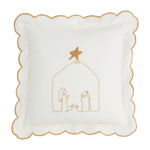 Gold Scallop Nativity Pillow Mud Pie-Mud pie-The Bugs Ear