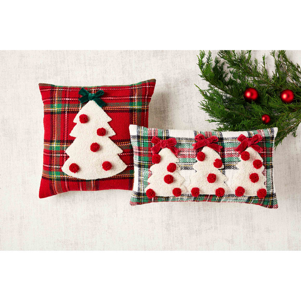 Tartan Hooked Pillow Mud Pie-Mud pie-The Bugs Ear