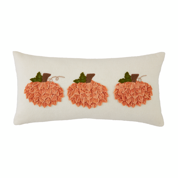 Lumbar Velvet Ribbon Pumpkin Pillow Mud Pie-Mud pie-The Bugs Ear