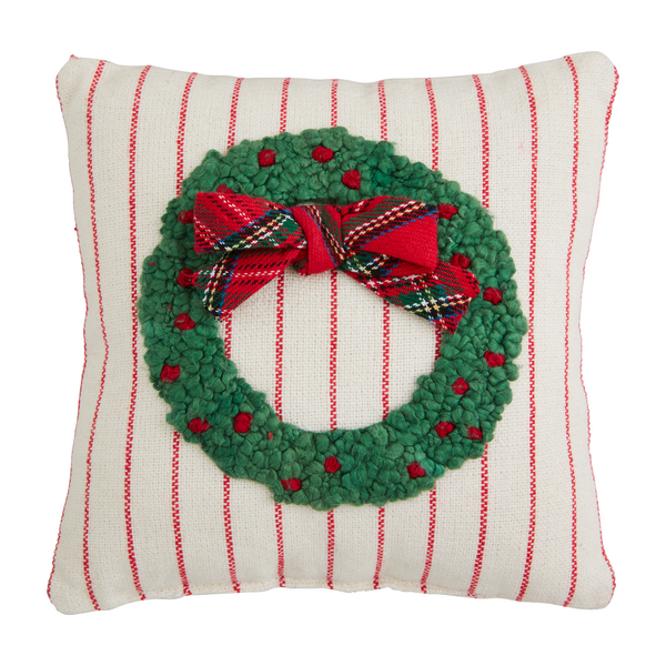 Wreath Boucle Mini Pillow Mud Pie-Mud pie-The Bugs Ear