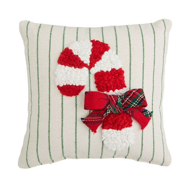 Candy Cane Boucle Mini Pillow Mud Pie-Mud pie-The Bugs Ear