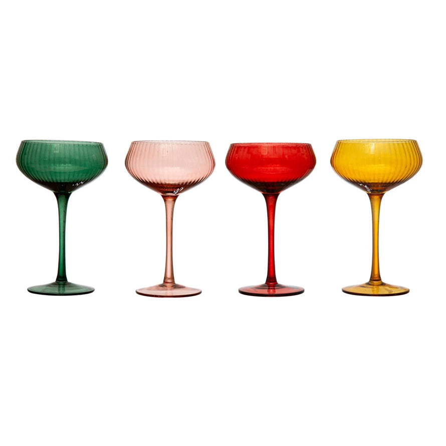 Round Stemmed Champagne Glasses-Creative Co-op-The Bugs Ear