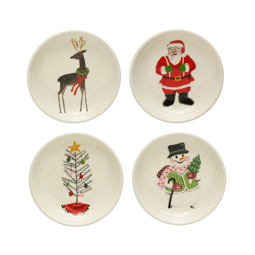 4" Round Stoneware Plate with Holiday Image-Creative Co-op-The Bugs Ear