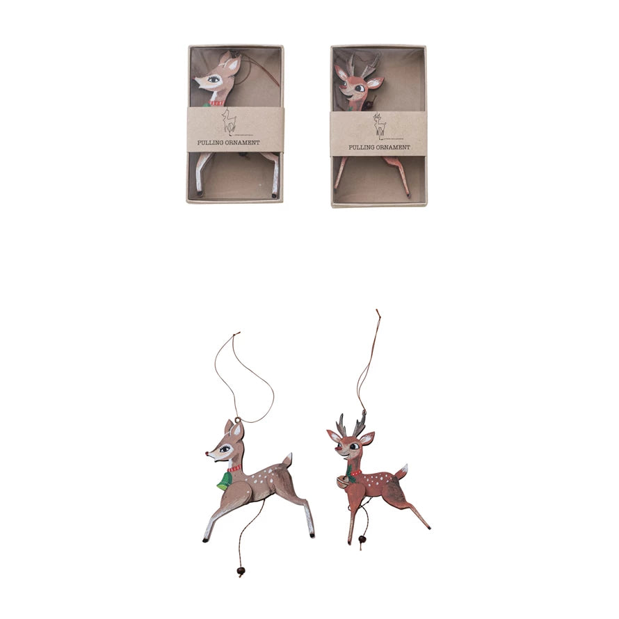 Recycled Paper Deer Pull Ornament-Creative Co-op-The Bugs Ear