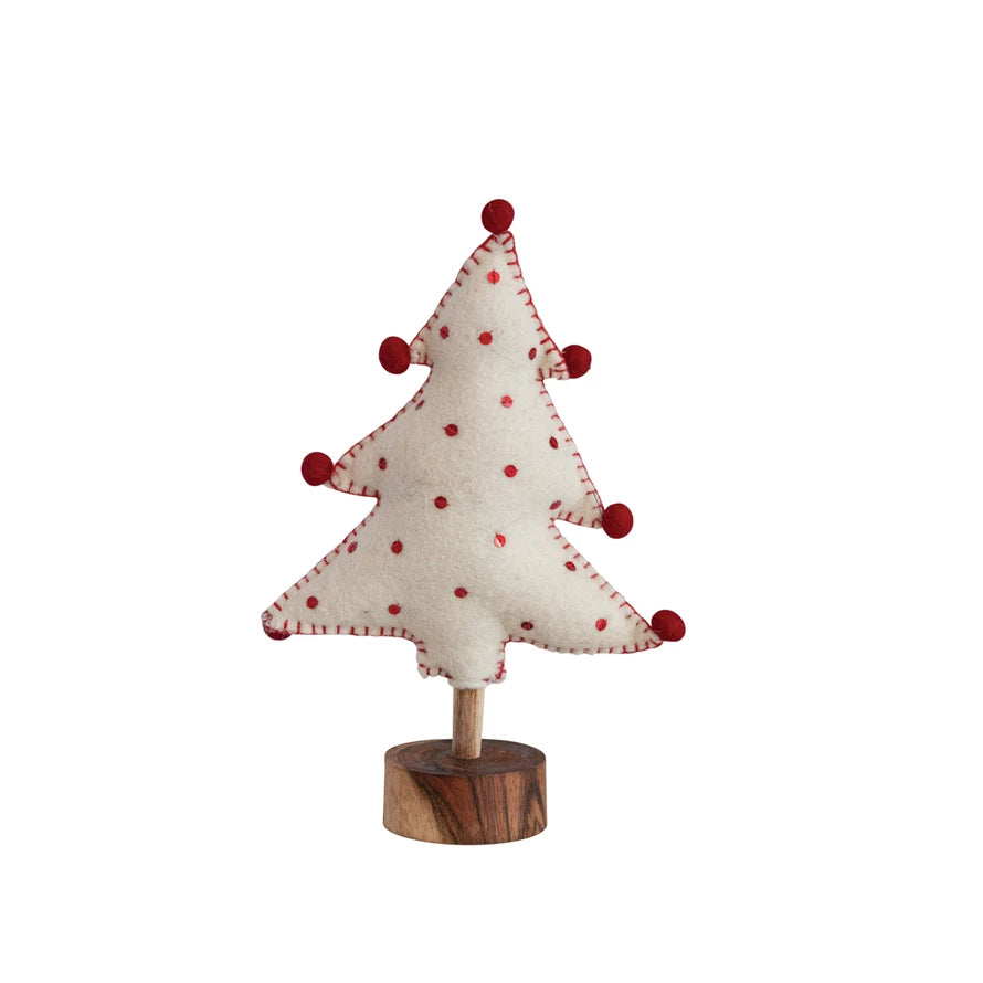 Handmade Wool Felt Tree with Wood Base-Creative Co-op-The Bugs Ear