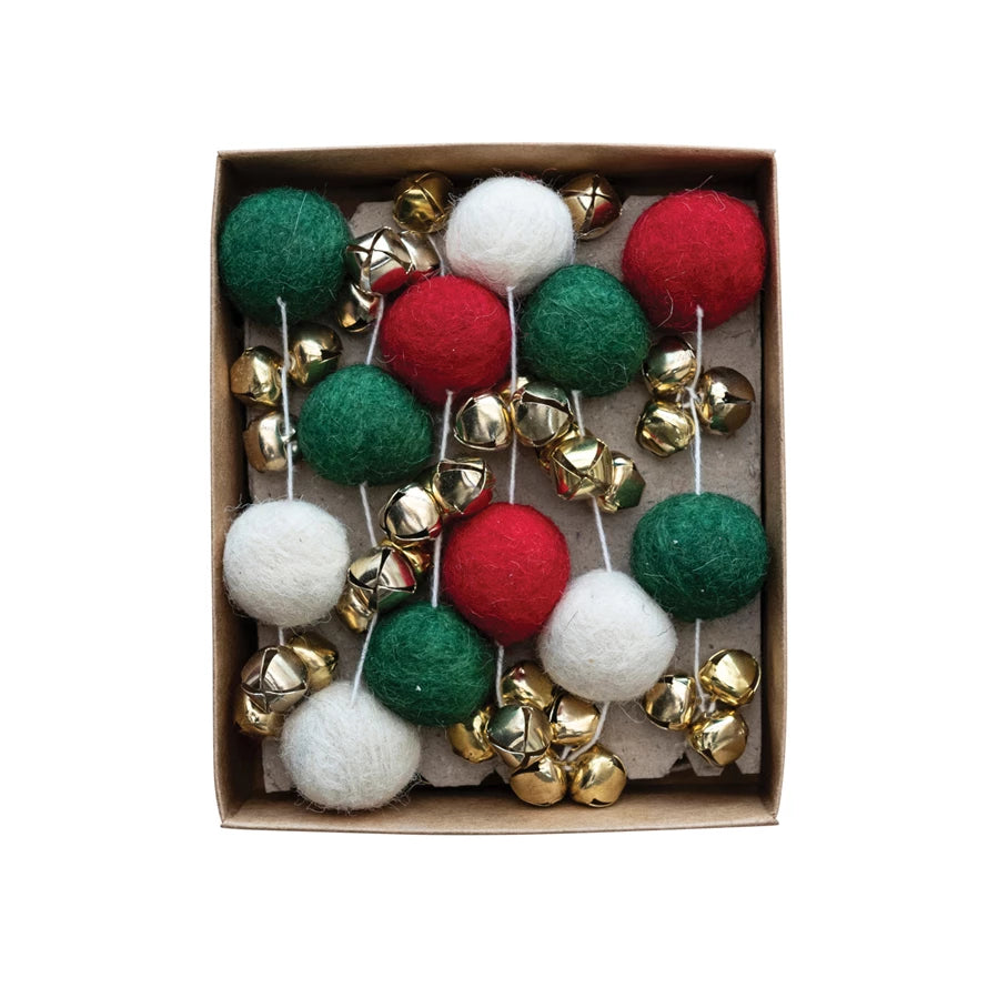 Handmade Wool Felt Ball Garland-Creative Co-op-The Bugs Ear