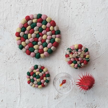 Handmade Wool Felt Ball Trivet-Creative Co-op-The Bugs Ear