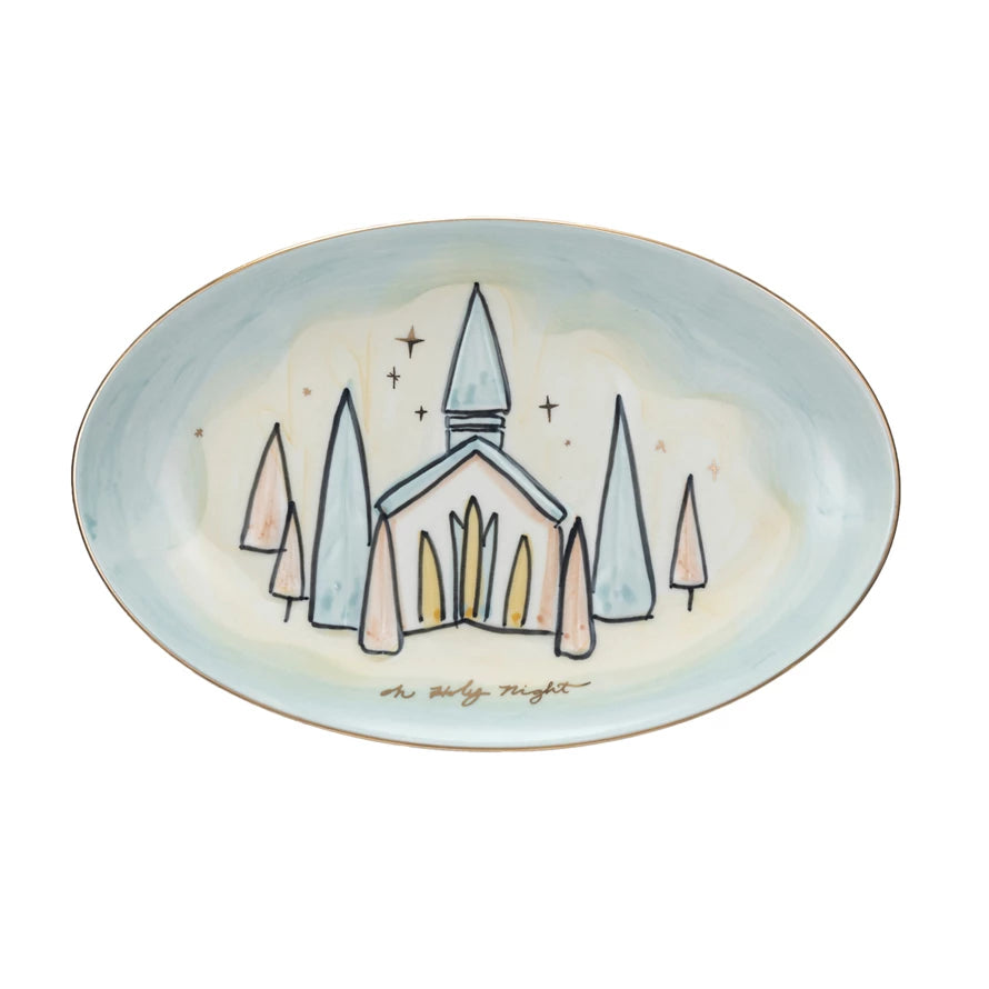 Hand-Painted Stoneware Plate Church-Creative Co-op-The Bugs Ear